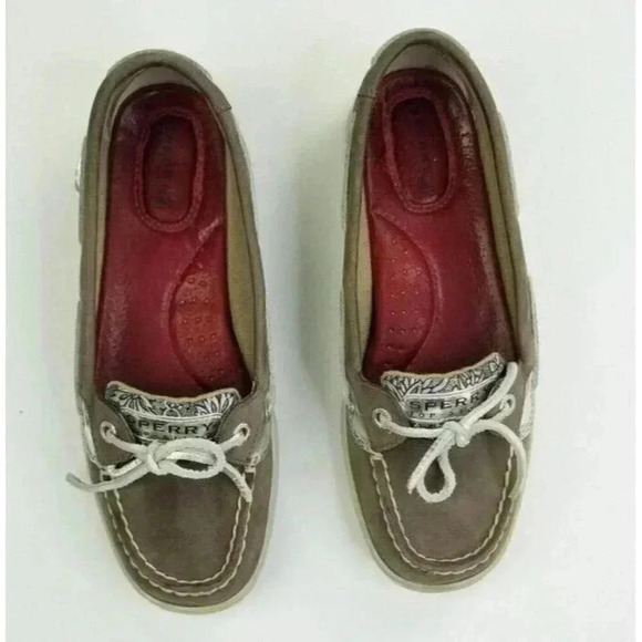 Sperry 6.5M Women's One Eye Brown Silver Paisley Pattern Non Marking Boat Shoes - Picture 9 of 12